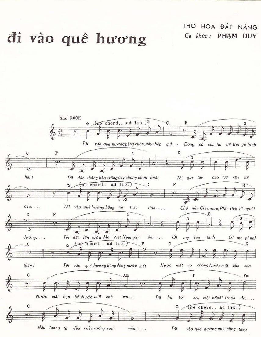 Sheet nhạc Đi Vào Quê Hương